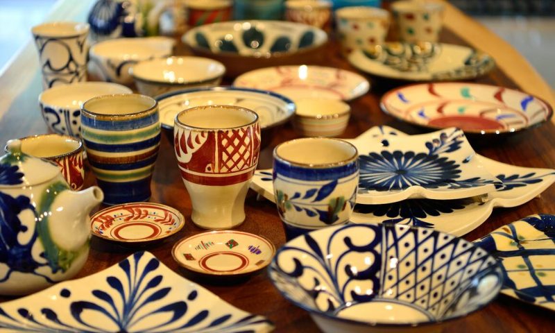 Ryukyu Okinawa pottery "Yachimun" tea cup indgo like the sun